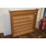 GLAZED OAK DISPLAY CASE, WIDTH APPROX 76CM MAX CONTAINING SIX SHELVES, APPROX 9CM APART