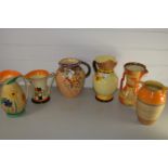 ART DECO JUGS INCLUDING A MYOTT EXAMPLE, SHELLEY, AND BESWICK