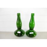 TWO GREEN GLASS BOTTLES, REG NO 910569