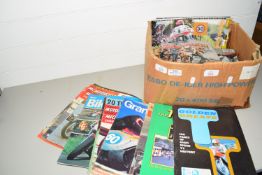 BOX CONTAINING MOTORCYCLE INTEREST PERIODICALS INC 1970S MOTORCYCLE SPORT, HOW THE TT STARTED,