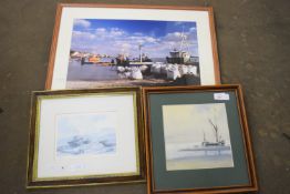 FRAMED LIMITED EDITION PRINT AFTER JAMES LESTER - FISHING BOATS AT SIDMOUTH, TOGETHER WITH A DESMOND