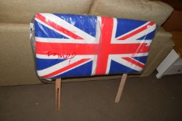 UNION JACK UPHOLSTERED SINGLE HEADBOARD, WIDTH APPROX 93CM