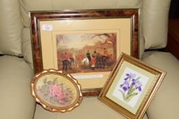 SMALL OIL ON BOARD SIGNED G M JAMIESON OF FLOWERS, APPROX 12 X 17CM, PLUS A FRAMED WATERCOLOUR OF