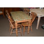 VINTAGE PINE KITCHEN TABLE AND MATCHING CHAIRS, TABLE APPROX 107 X 60CM
