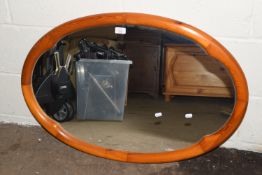 GOOD QUALITY WOODEN FRAMED OVAL OVERMANTEL MIRROR, APPROX 89 X 62CM