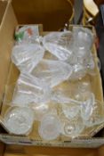 BOX CONTAINING CRYSTAL WINE GLASSES AND OTHER GLASS WARES