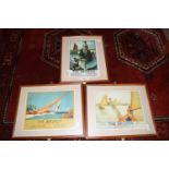 SET OF THREE FRAMED REPRODUCTION NORFOLK BROADS HOLIDAY POSTERS, EACH FRAME APPROX 44 X 55CM