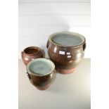 THREE LARGE CERAMIC POTS