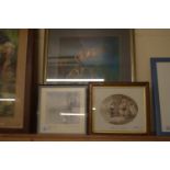 VARIOUS PRINTS INCLUDING "THE SILENT FISHERS" BY HUGH BRANDON-COX WITH ARTIST'S SIGNATURE TO