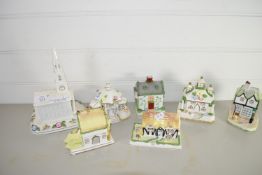 SET OF COALPORT PASTILLE BURNERS MODELLED AS COTTAGES