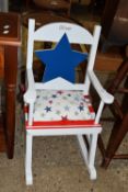 CHILD'S PAINTED ROCKING CHAIR, WIDTH APPROX 38CM MAX