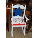 CHILD'S PAINTED ROCKING CHAIR, WIDTH APPROX 38CM MAX