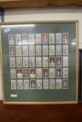 FRAMED SET OF WILLS "CRICKETERS 1928" CIGARETTE CARDS