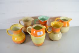 VARIOUS ART DECO STYLE JUGS BY SHELLEY
