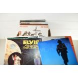 BOX CONTAINING RECORDS, MAINLY POP MUSIC, MICHAEL JACKSON, ELVIS ETC