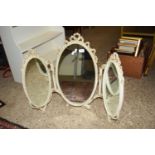 Painted wood oval triptych Dressing Table Mirror