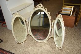 Painted wood oval triptych Dressing Table Mirror