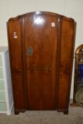 MID 20TH CENTURY MAHOGANY EFFECT UTILITY TYPE SINGLE WARDROBE, WIDTH APPROX 92CM