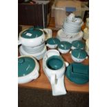 QTY OF CERAMIC DINNER WARES BY DENBY INCLUDING DINNER PLATES, SERVING DISHES, TWO TUREENS, SMALL