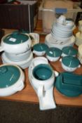 QTY OF CERAMIC DINNER WARES BY DENBY INCLUDING DINNER PLATES, SERVING DISHES, TWO TUREENS, SMALL