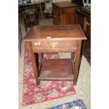 OAK SIDE TABLE WITH DRAWER BENEATH, APPROX 66 X 44CM