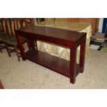 GOOD QUALITY DARK WOOD SIDE TABLE, APPROX 140 X 40CM