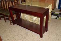 GOOD QUALITY DARK WOOD SIDE TABLE, APPROX 140 X 40CM