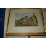 WATERCOLOUR OF A FARMHOUSE IN GILT FRAME