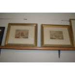 TWO WATERCOLOURS OF SEASCAPES IN GILT FRAMES, ONE INDISTINCTLY SIGNED LOWER LEFT
