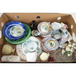 TRAY CONTAINING MIXED CERAMICS, SOME BOOTHS ITEMS IN THE SILICONE CHINA