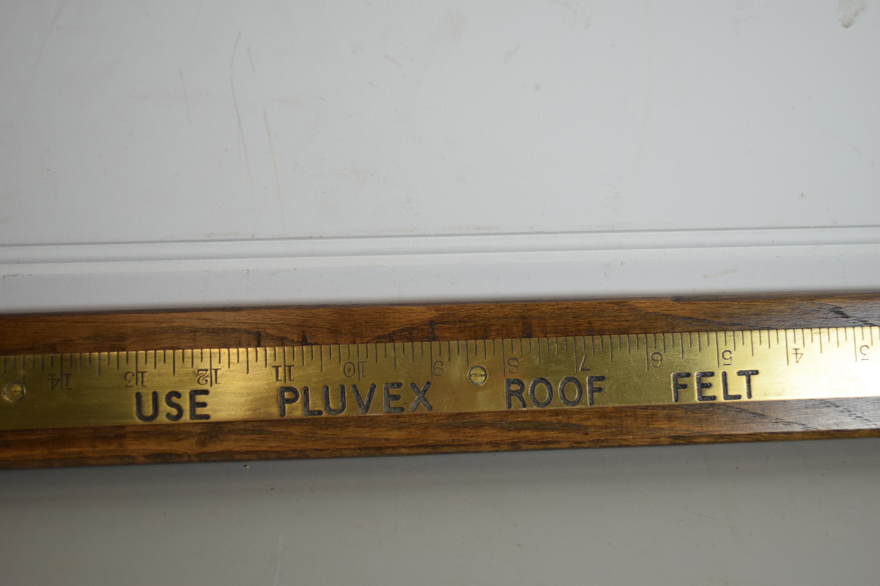 LARGE MOUNTED BRASS RULER ON WOODEN MOUNT - Image 2 of 2