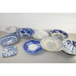 CERAMIC ITEMS, BLUE AND WHITE BOWLS, DISHES ETC