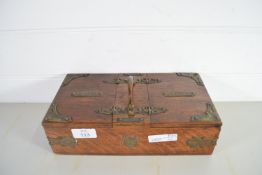 WOODEN BOX WITH TWO COMPARTMENTS AND METAL MOUNTS