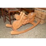 GOOD QUALITY SOLID WOOD MOTORCYCLE ROCKING TOY, TOTAL LENGTH APPROX 92CM MAX