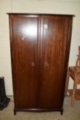 MODERN DARK WOOD TWIN WARDROBE, WIDTH APPROX 95CM