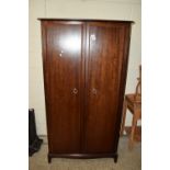 MODERN DARK WOOD TWIN WARDROBE, WIDTH APPROX 95CM