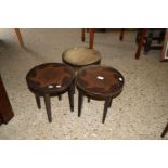 SET OF THREE SMALL OCCASIONAL TABLES WITH INSET DETAIL, APPROX 34CM DIAM