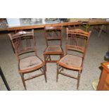 THREE SMALL CANE SEATED CHAIRS