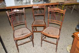 THREE SMALL CANE SEATED CHAIRS