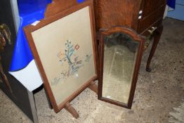 Embroidered Fire Screen and small Mirror