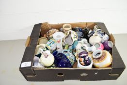 BOX CONTAINING CERAMICS, MAINLY SMALL VASES ETC