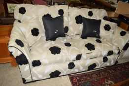 MODERN THREE SEATER SOFA WITH SCATTER CUSHIONS, APPROX 210CM LONG