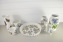 BOTANIC GARDEN WARES BY PORTMEIRION INCLUDING THREE VASES, LARGE SERVING DISH ETC