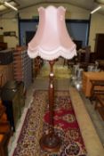 ORNATELY CARVED LAMP STANDARD, HEIGHT APPROX 120CM WITH SHADE