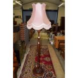 ORNATELY CARVED LAMP STANDARD, HEIGHT APPROX 120CM WITH SHADE