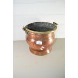 COPPER JARDINIERE WITH BRASS HANDLE
