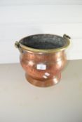 COPPER JARDINIERE WITH BRASS HANDLE