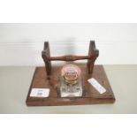 SMALL WOODEN DESK SET WITH GLASS INKWELL