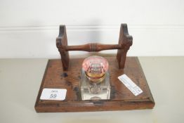 SMALL WOODEN DESK SET WITH GLASS INKWELL