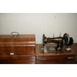 CASED HARRODIA PRIMA HAND CRANKED SEWING MACHINE BY HARRODS LTD, NO 310123